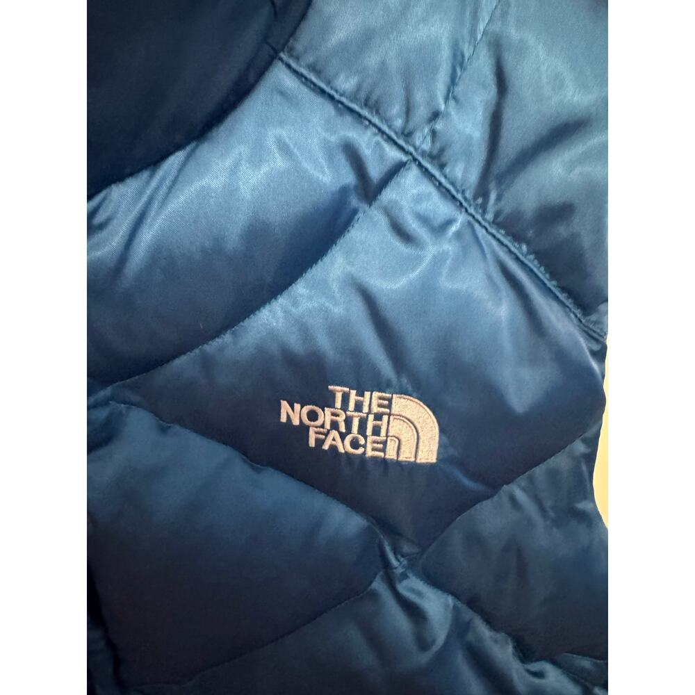 Women's The North Face 550 Fill Nuptse Down Blue Quilted Puffer Vest Jacket L - Picture 2 of 7